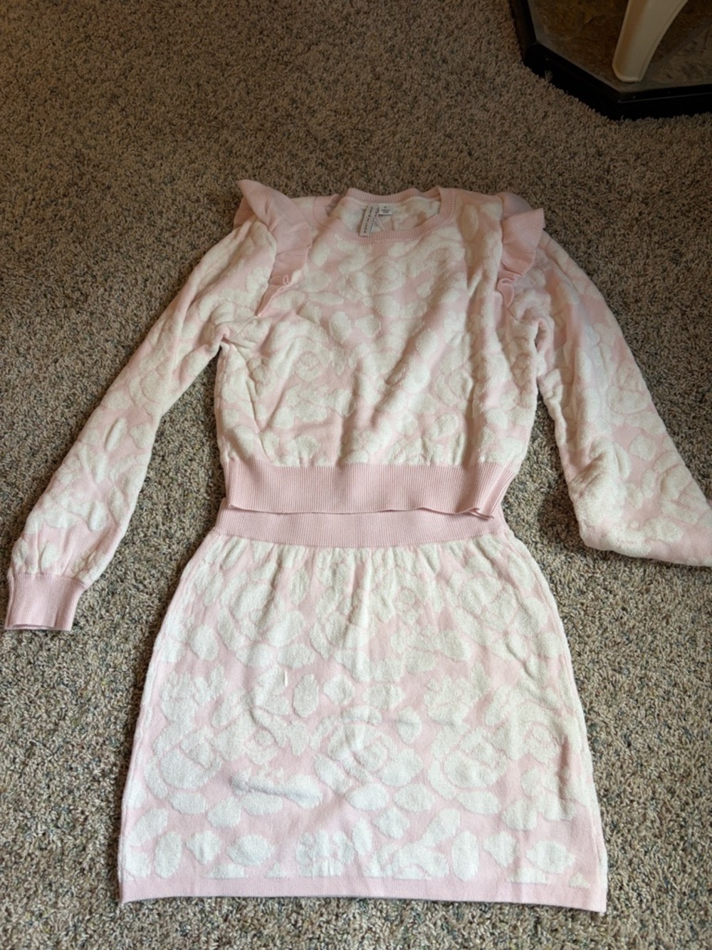 Janie and Jack Pink and White Knit Girls Matching Set